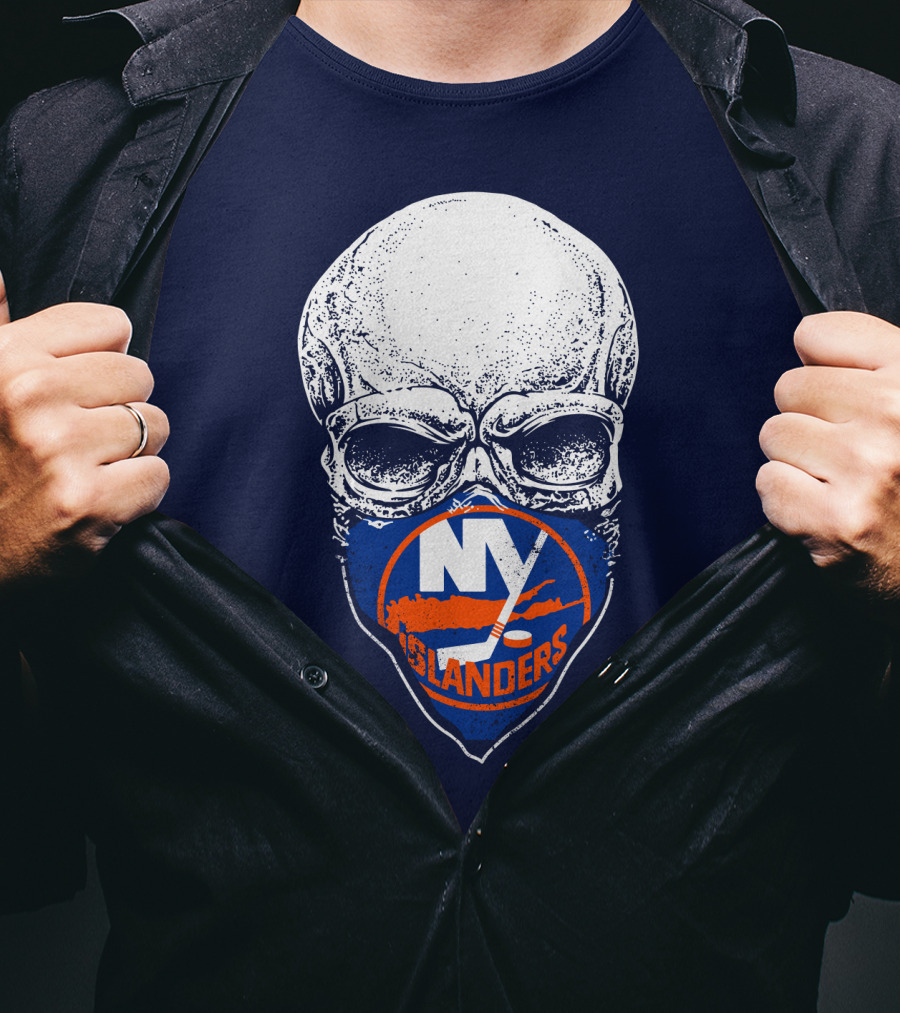 Ny Islanders Skull Logo Hockey Fan T-Shirt