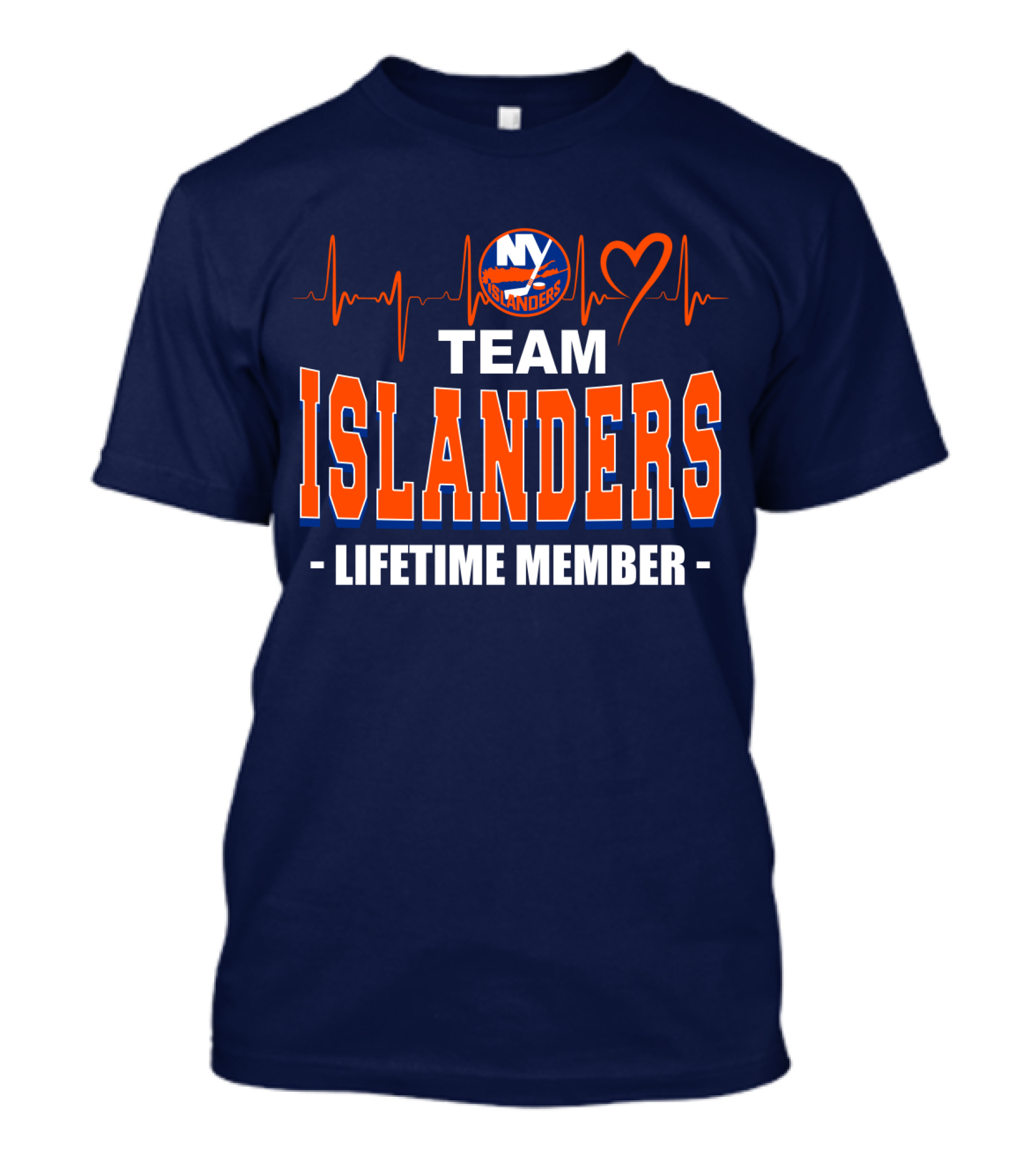 Team Islanders Lifetime Member New York Islanders Heartbeat T-Shirt