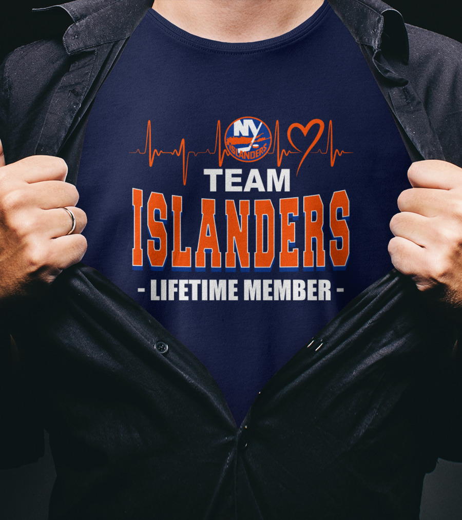 Team Islanders Lifetime Member New York Islanders Heartbeat T-Shirt
