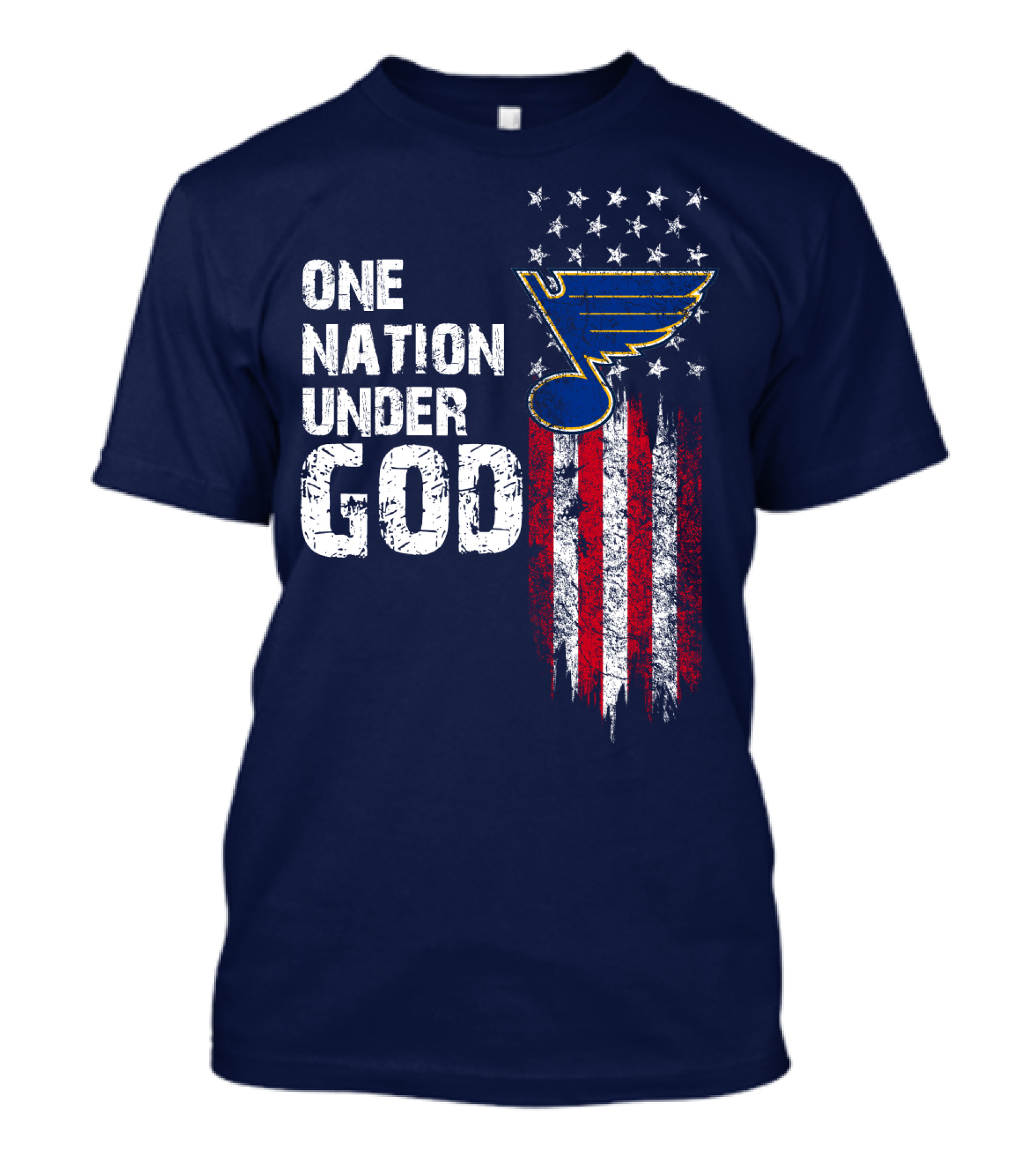 One Nation Under God St. Louis Blues American Flag Stars T-Shirt