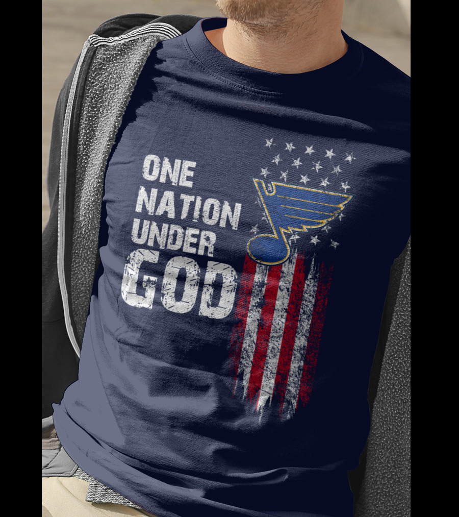 One Nation Under God St. Louis Blues American Flag Stars T-Shirt