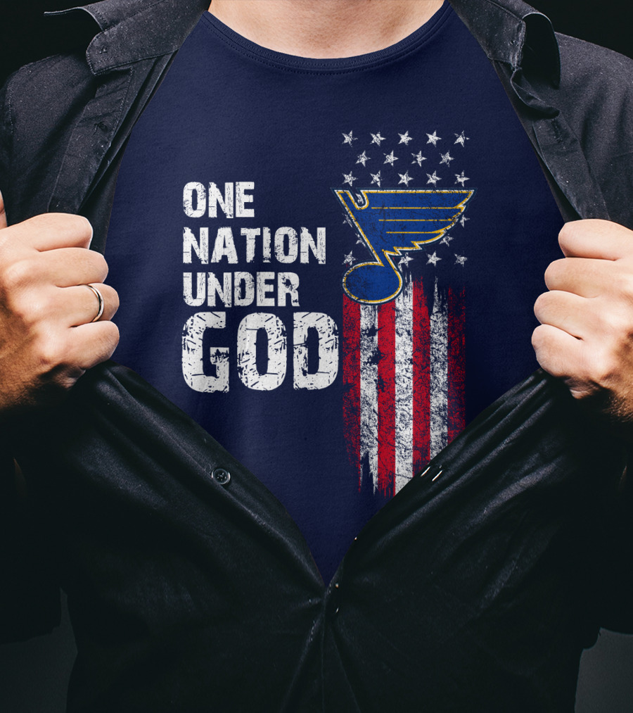 One Nation Under God St. Louis Blues American Flag Stars T-Shirt