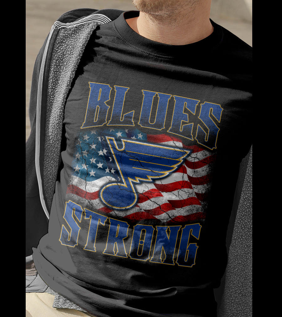Blues Strong St. Louis American Flag T-Shirt