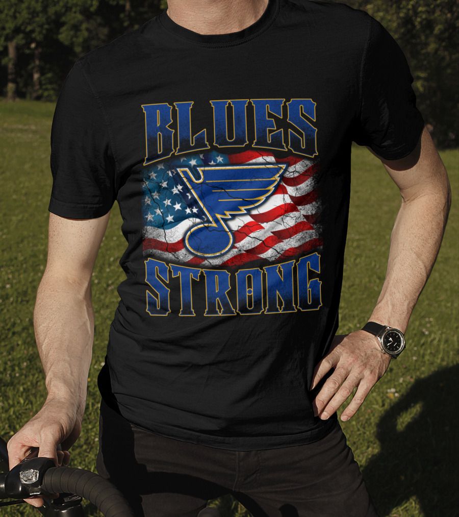 Blues Strong St. Louis American Flag T-Shirt