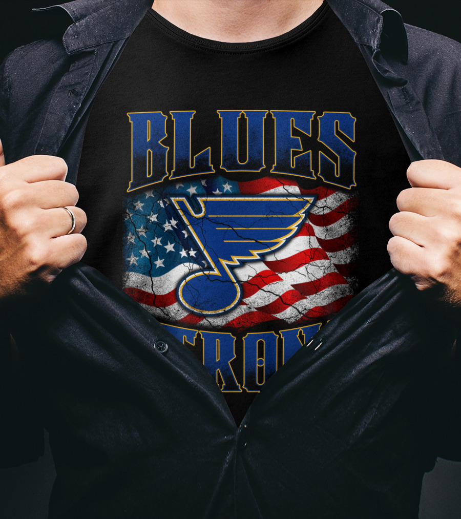 Blues Strong St. Louis American Flag T-Shirt