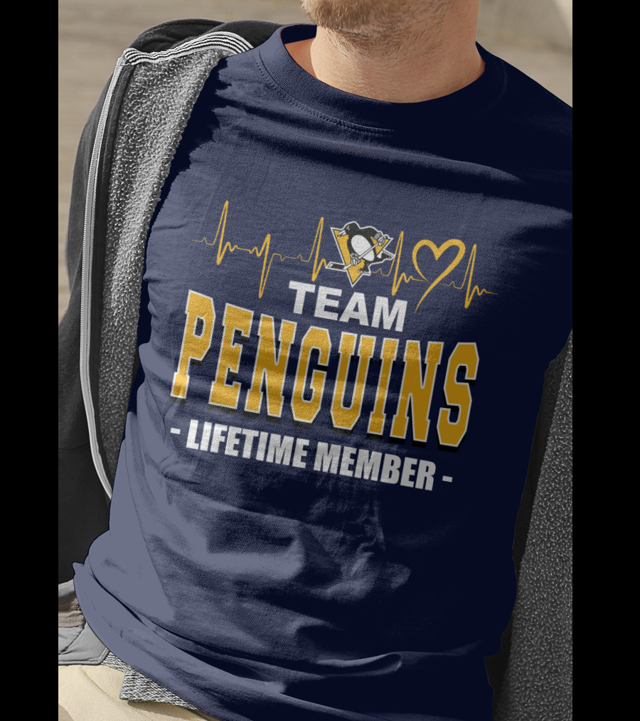 Team Penguins Lifetime Member Pittsburgh Penguins Heartbeat T-Shirt