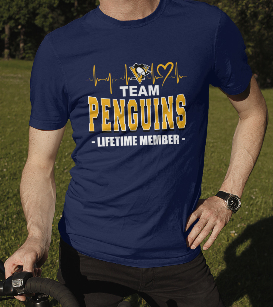 Team Penguins Lifetime Member Pittsburgh Penguins Heartbeat T-Shirt