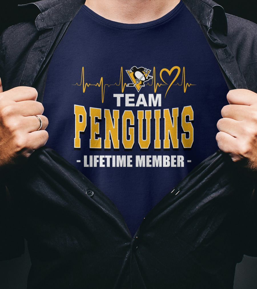 Team Penguins Lifetime Member Pittsburgh Penguins Heartbeat T-Shirt