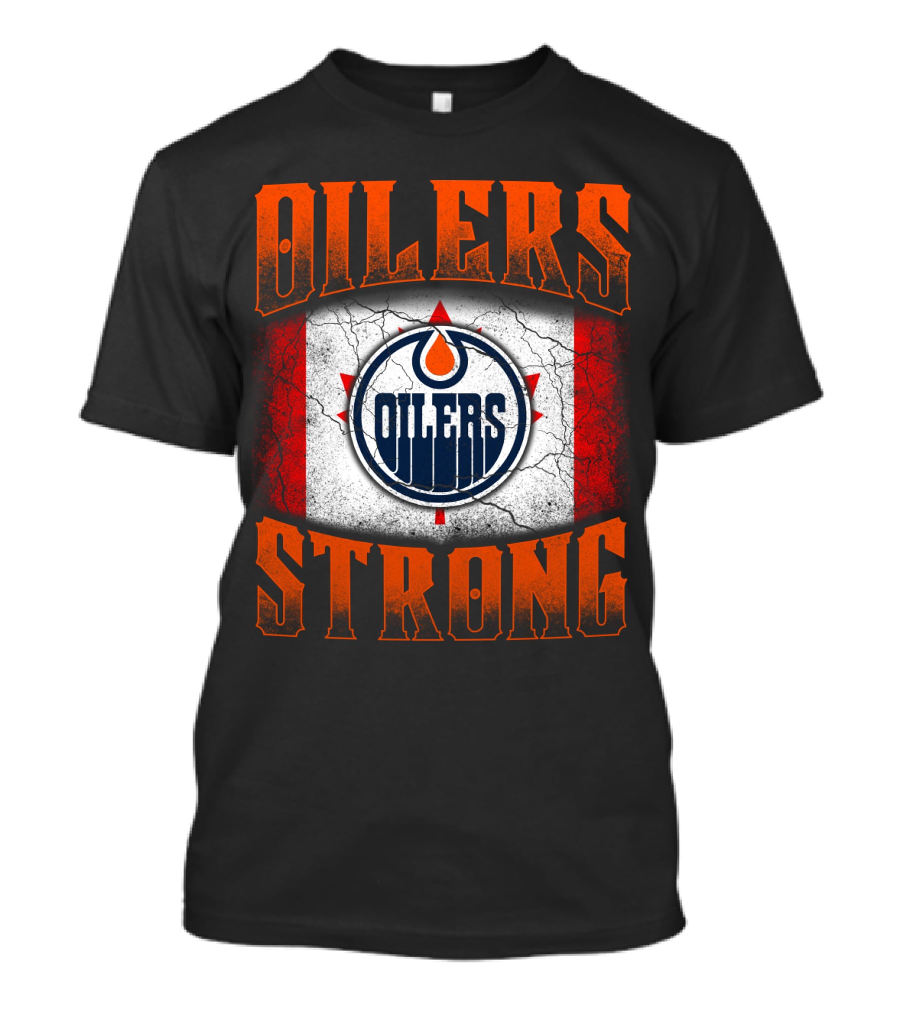 Oilers Strong Edmonton Oilers Canada Flag Logo T-Shirt