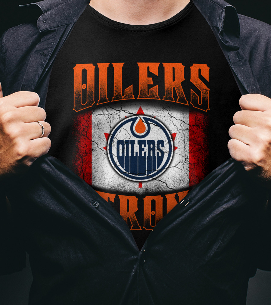 Oilers Strong Edmonton Oilers Canada Flag Logo T-Shirt