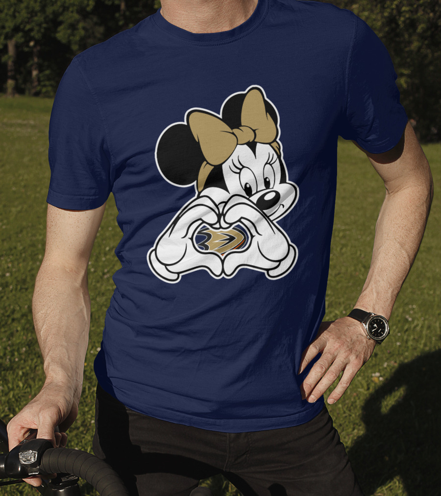 Anaheim Ducks Minnie Mouse Heart Hands T-Shirt