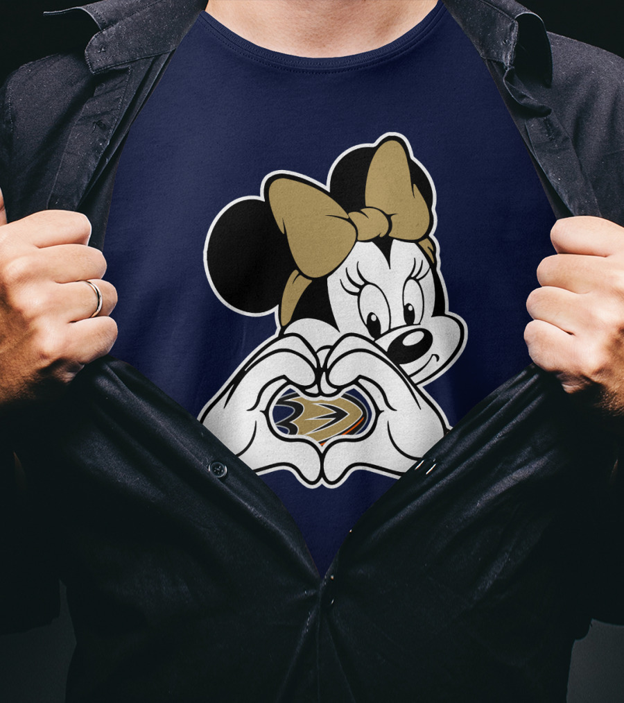 Anaheim Ducks Minnie Mouse Heart Hands T-Shirt