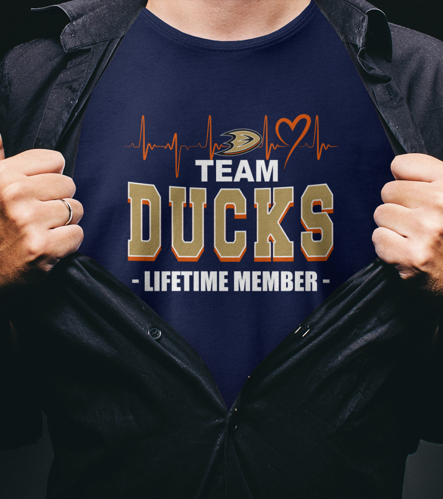 Team Ducks Lifetime Member Anaheim Ducks Heartbeat T-Shirt