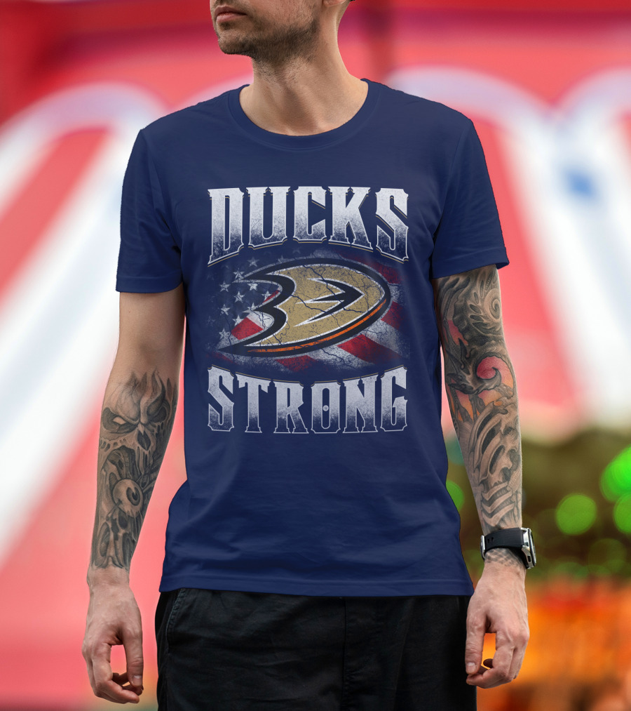 Ducks Strong Anaheim Ducks American Flag T-Shirt