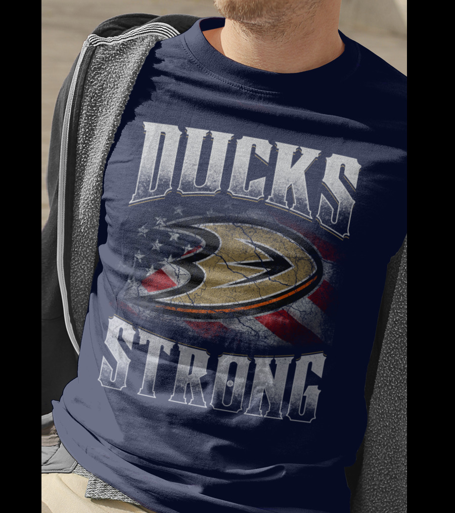 Ducks Strong Anaheim Ducks American Flag T-Shirt