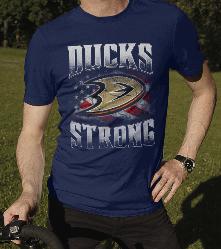 Ducks Strong Anaheim Ducks American Flag T-Shirt