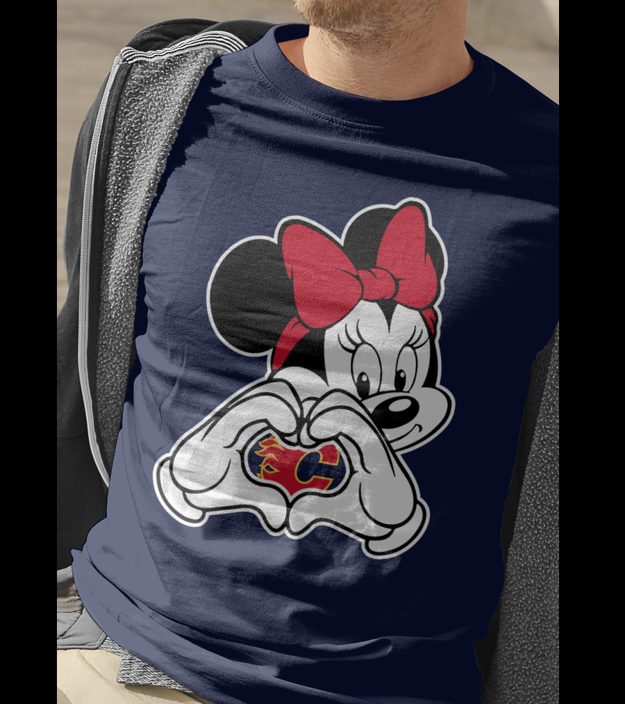 Minnie Heart Hands Calgary Flames T-Shirt
