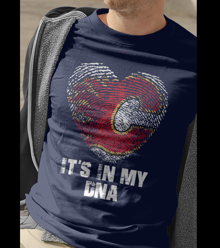 Calgary Flames Heart It's In My Dna Fingerprint T-Shirt