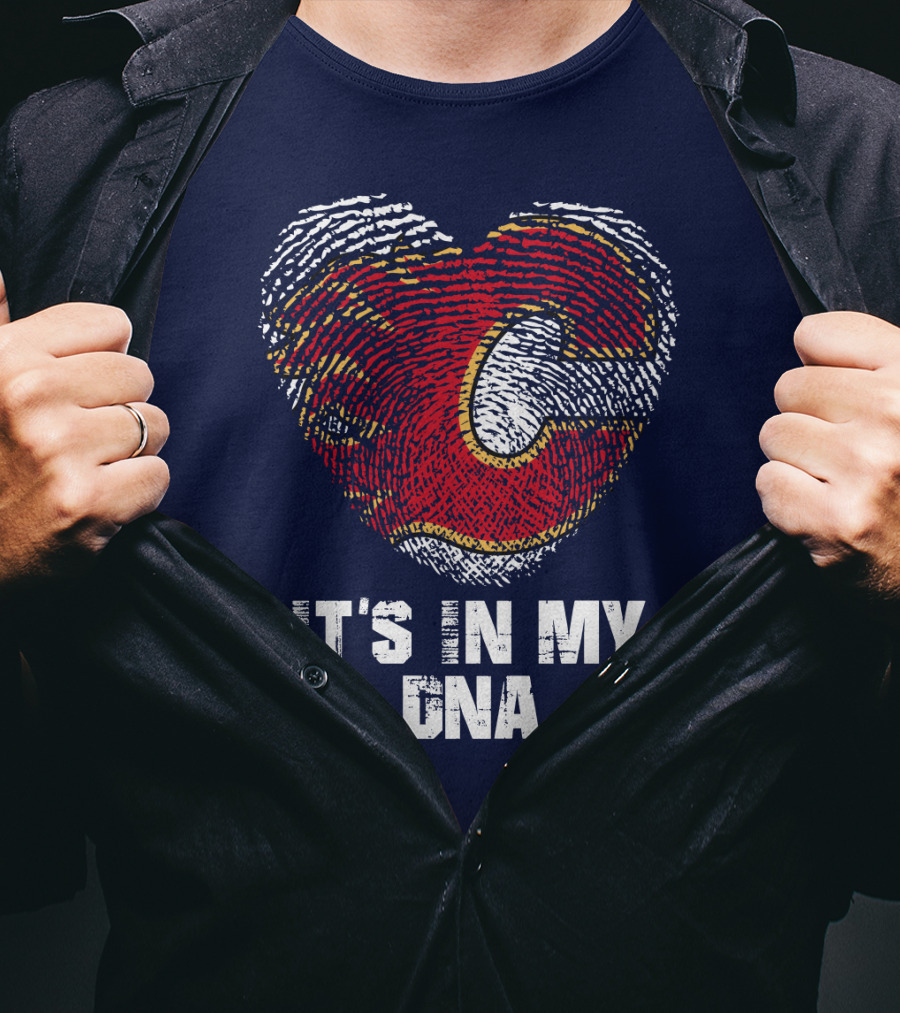 Calgary Flames Heart It's In My Dna Fingerprint T-Shirt