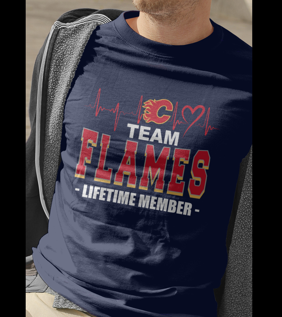 Team Calgary Flames Lifetime Member Heartbeat T-Shirt