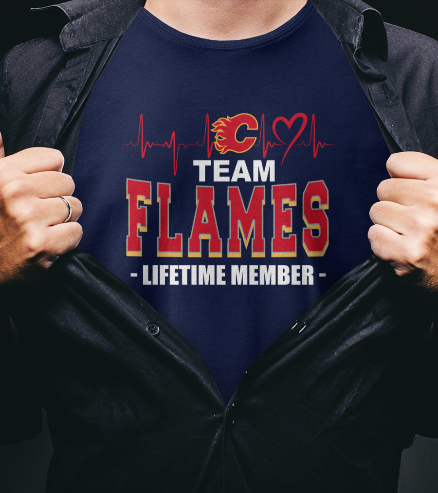 Team Calgary Flames Lifetime Member Heartbeat T-Shirt