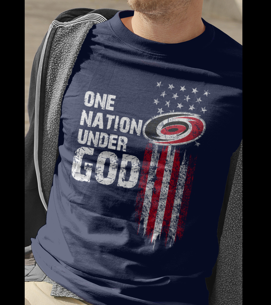 One Nation Under God Carolina Hurricanes Flag Stars T-Shirt