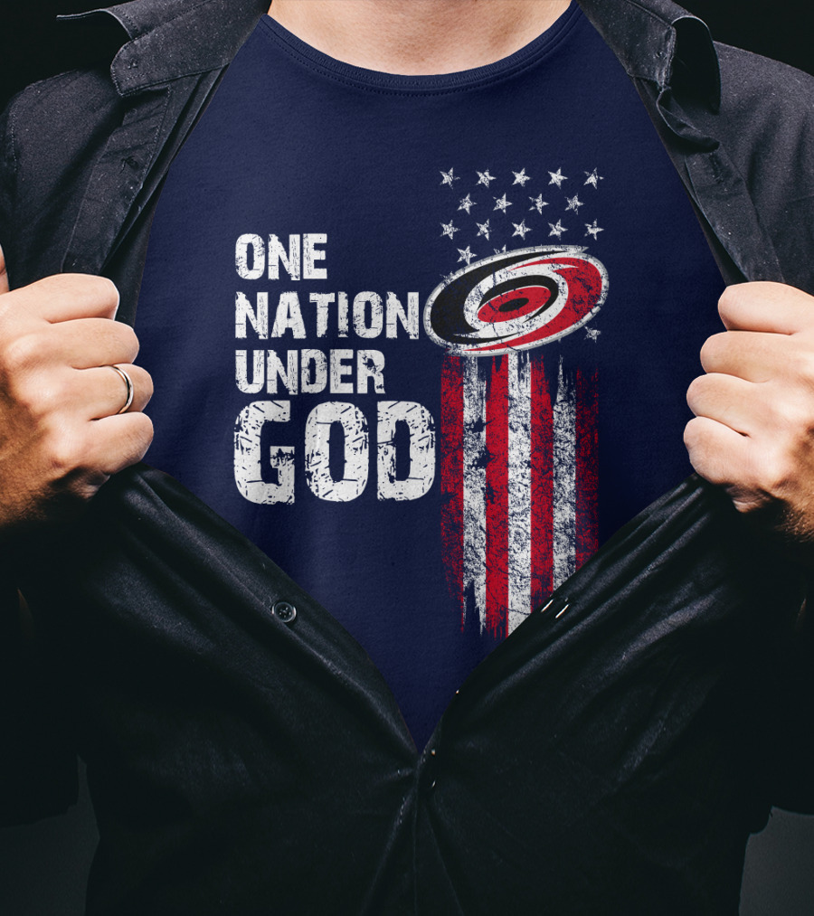 One Nation Under God Carolina Hurricanes Flag Stars T-Shirt