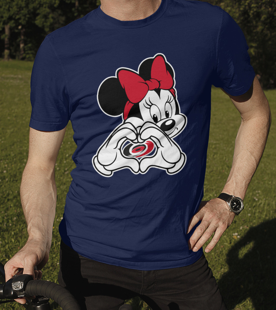 Carolina Hurricanes Minnie Mouse Heart Hands T-Shirt