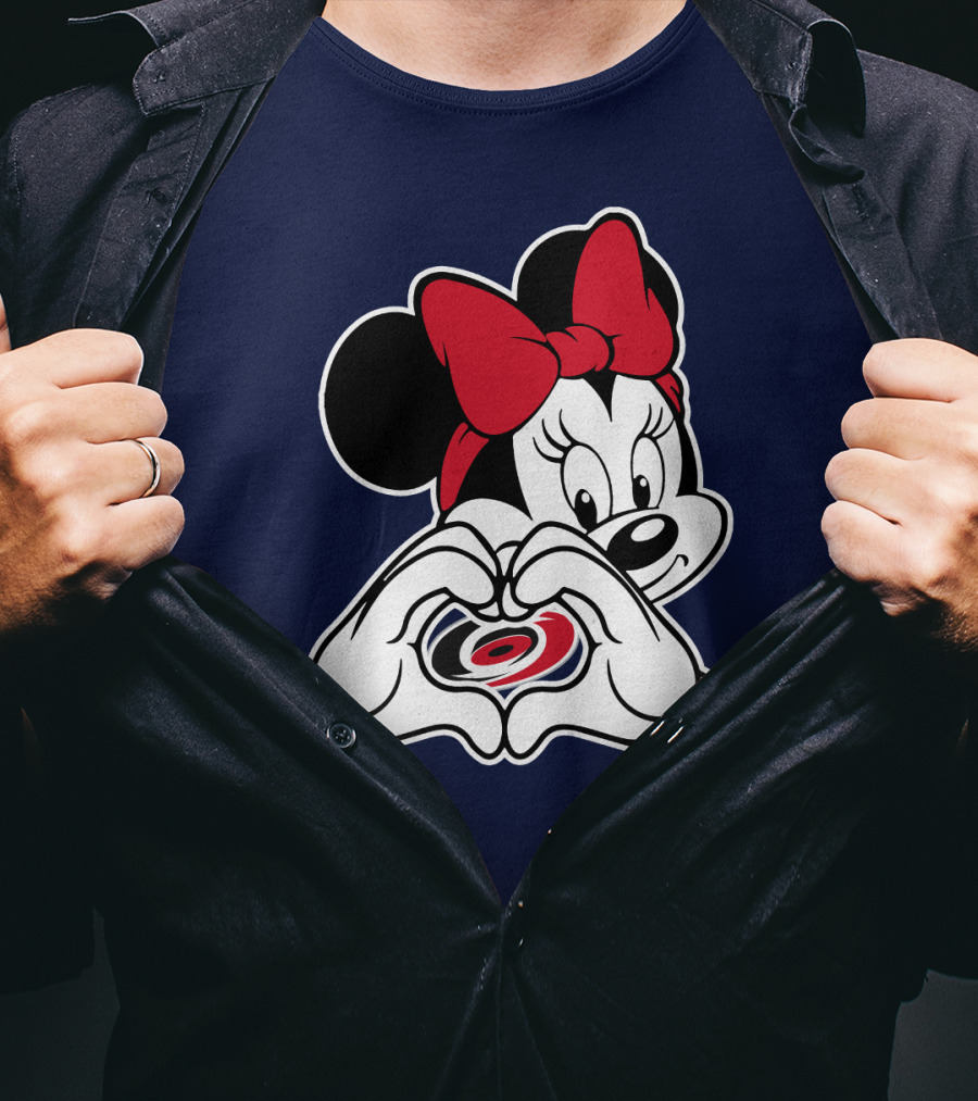 Carolina Hurricanes Minnie Mouse Heart Hands T-Shirt