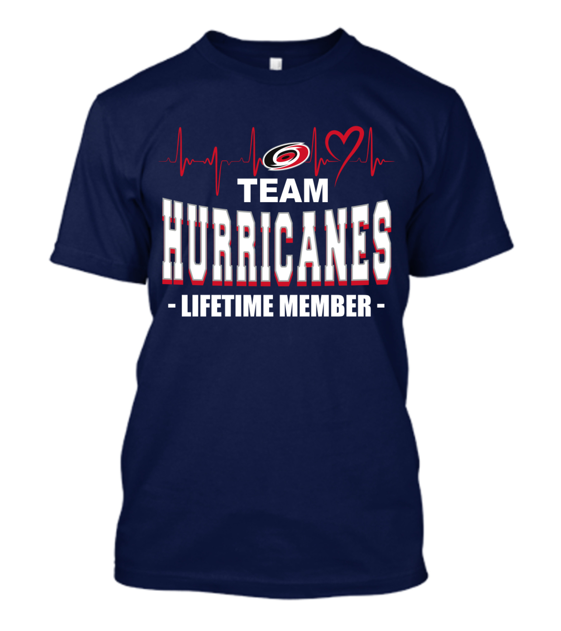 Team Hurricanes Lifetime Member Heartbeat Love T-Shirt
