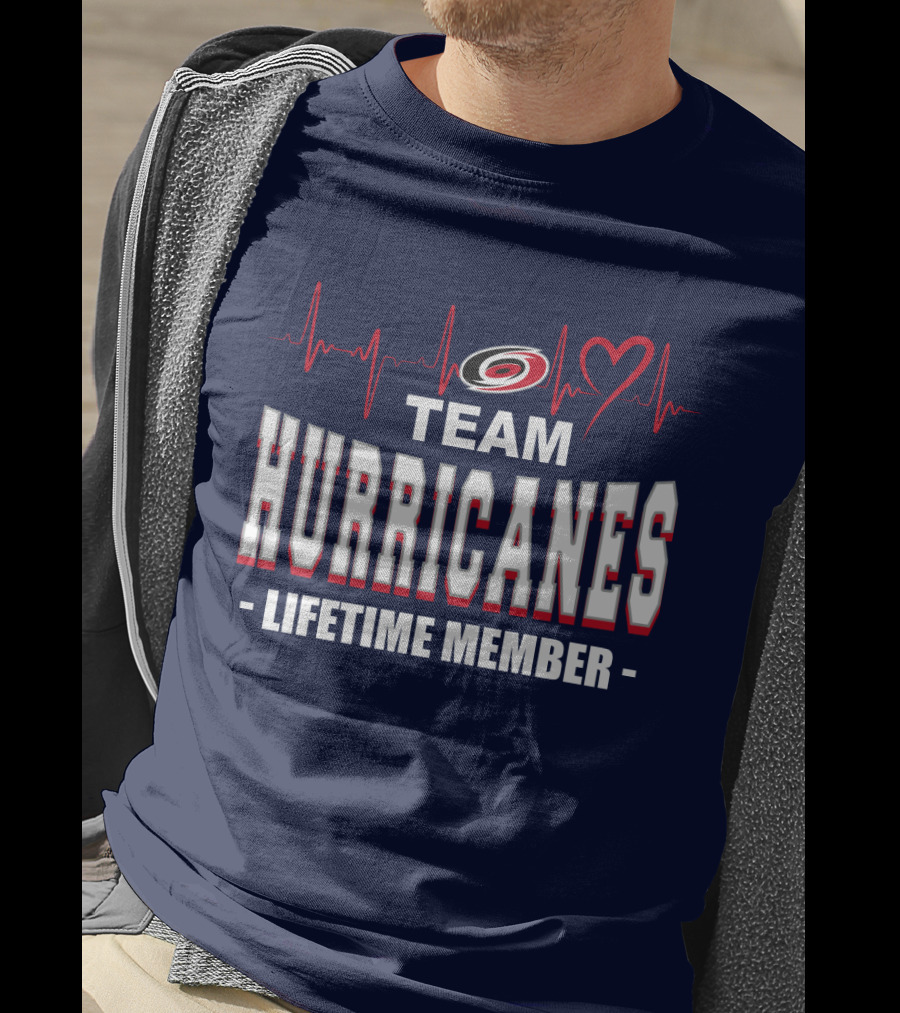 Team Hurricanes Lifetime Member Heartbeat Love T-Shirt