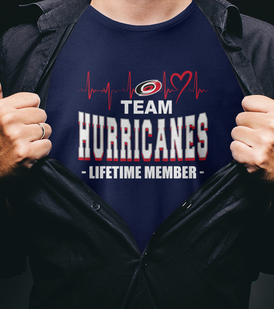Team Hurricanes Lifetime Member Heartbeat Love T-Shirt