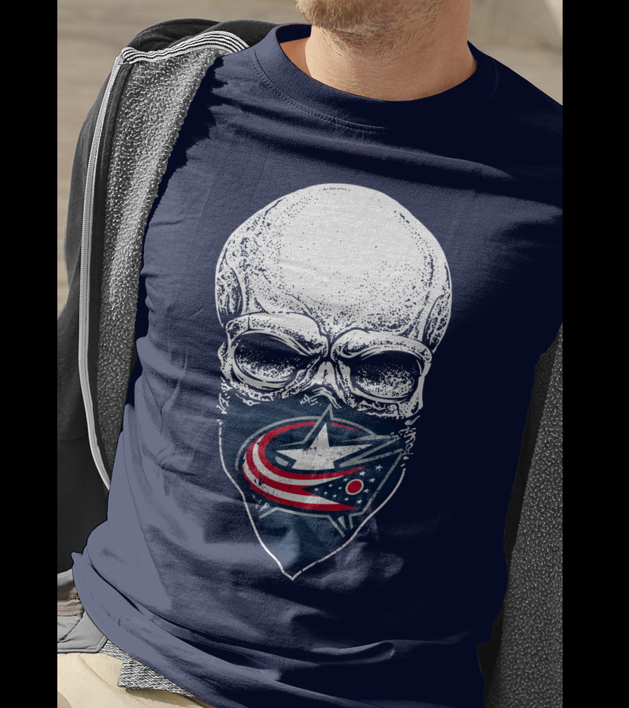 Columbus Blue Jackets Skull Bandana T-Shirt