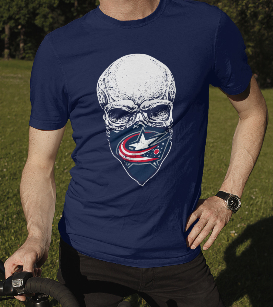 Columbus Blue Jackets Skull Bandana T-Shirt