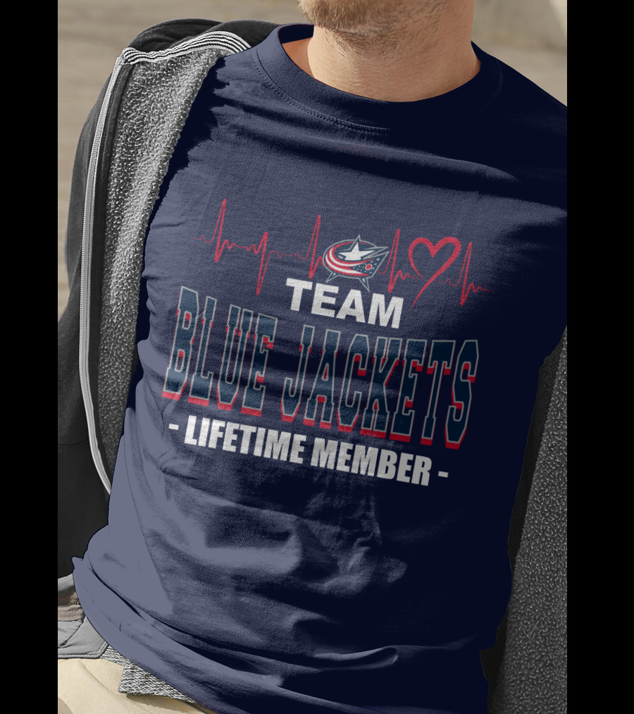 Team Blue Jackets Lifetime Member Heartbeat T-Shirt