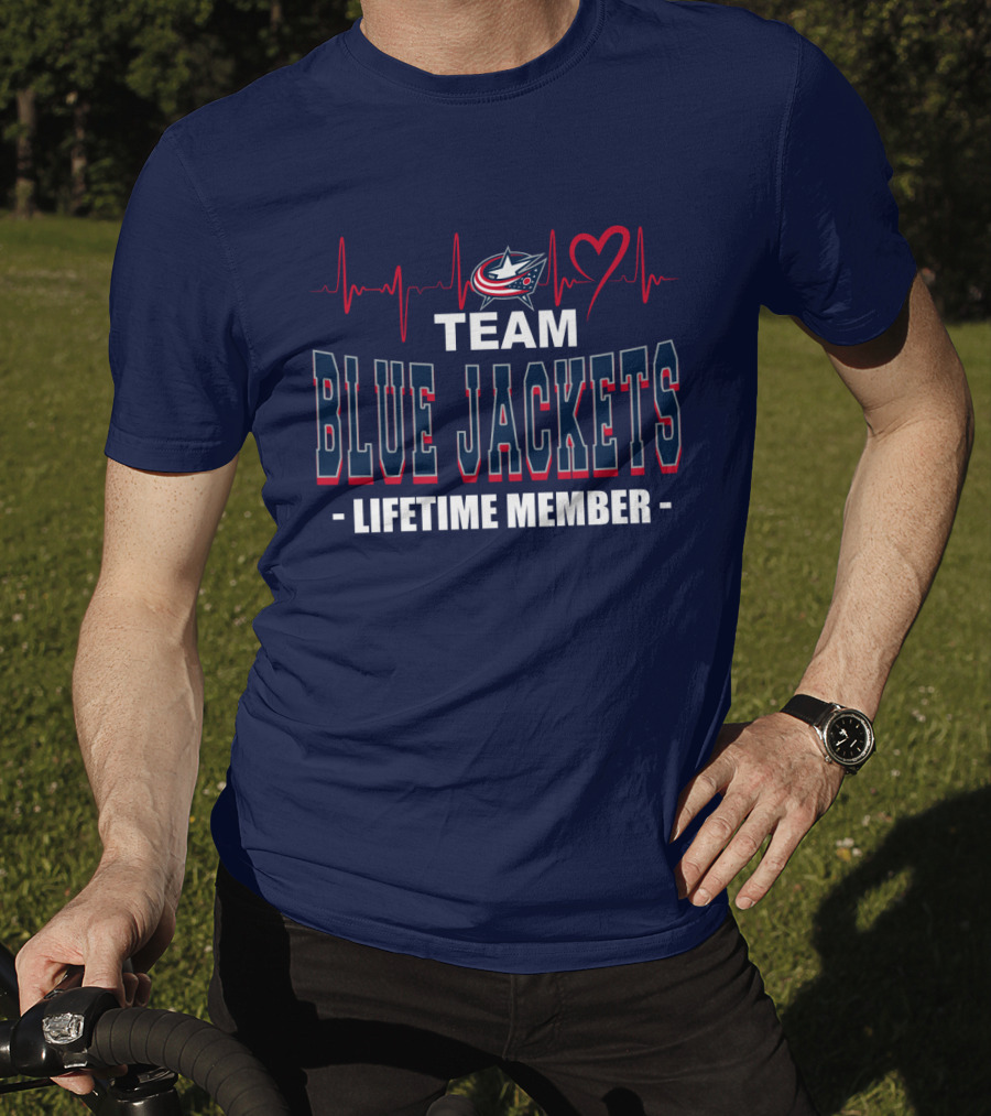 Team Blue Jackets Lifetime Member Heartbeat T-Shirt