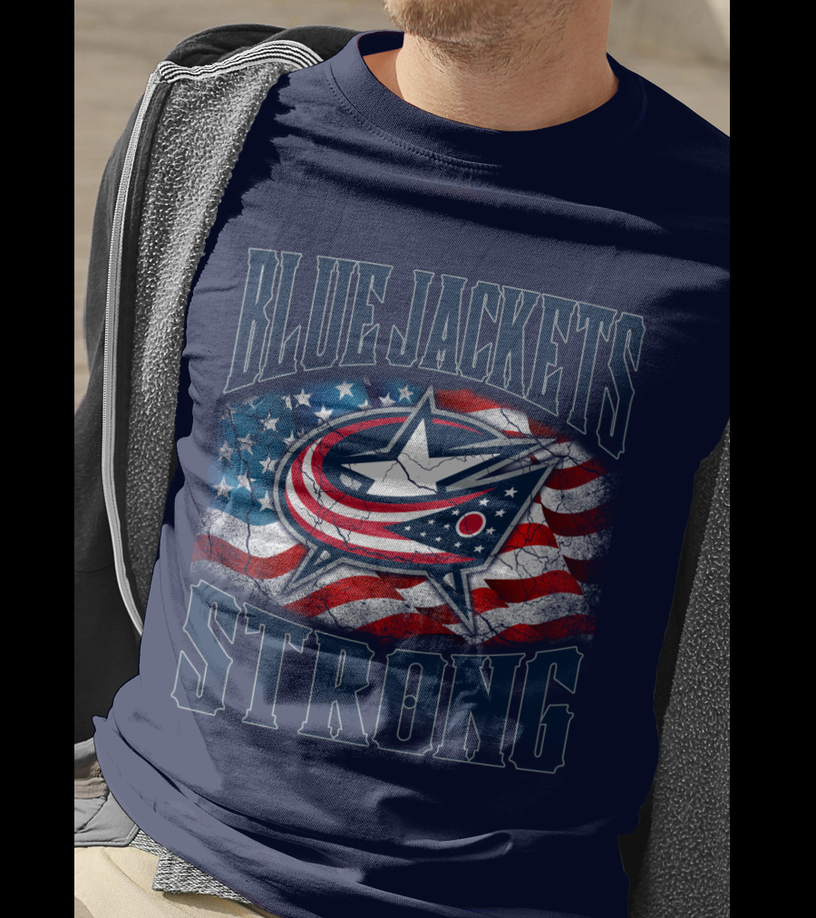 Blue Jackets Strong American Flag T-Shirt