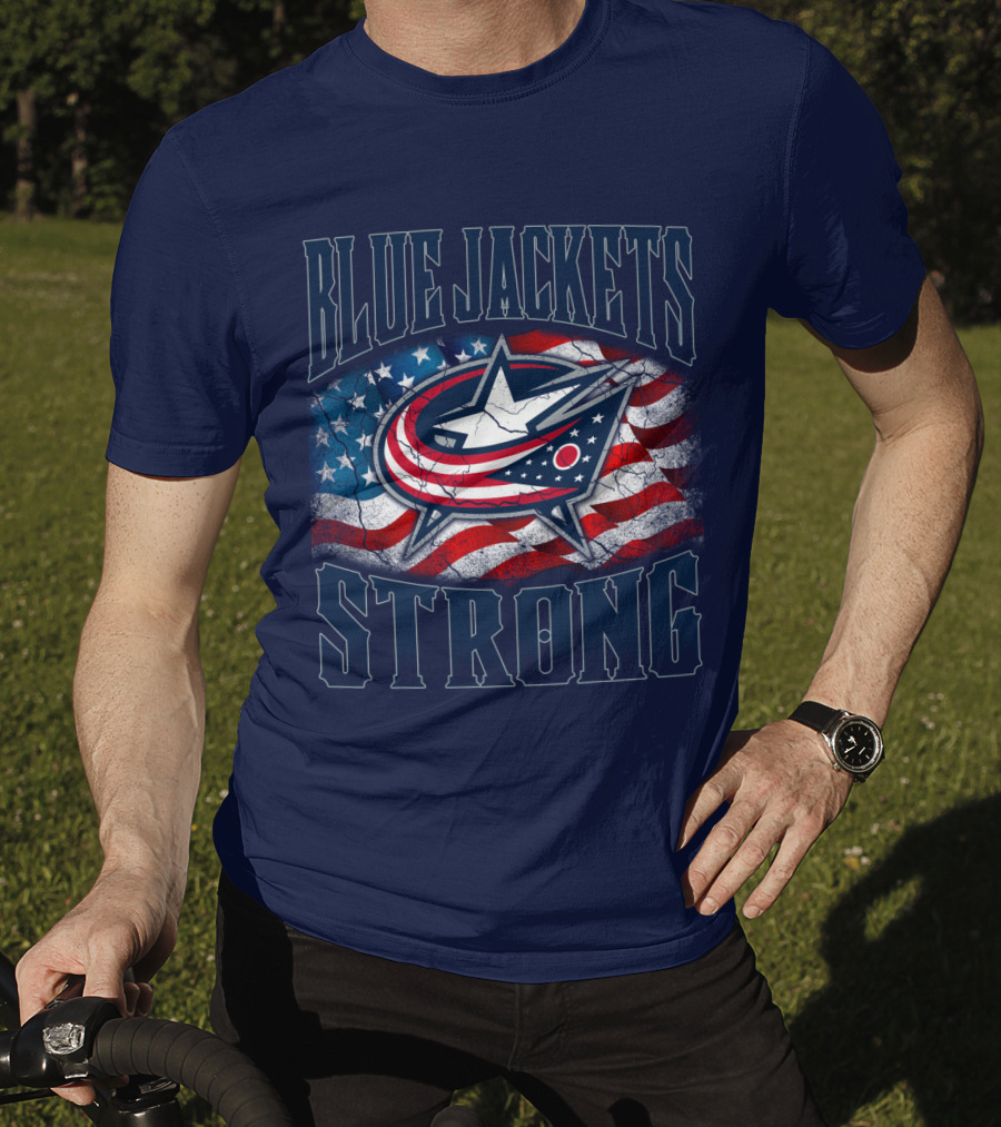 Blue Jackets Strong American Flag T-Shirt