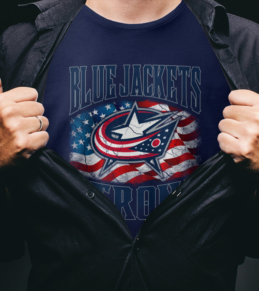 Blue Jackets Strong American Flag T-Shirt