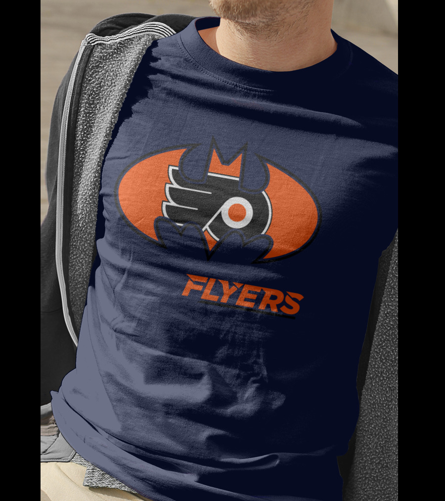 Philadelphia Flyers Batman Logo Crossover T-Shirt