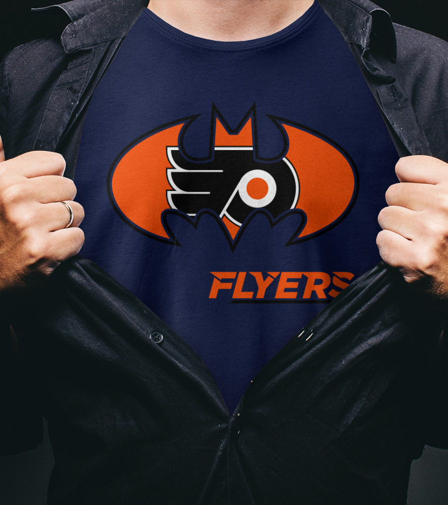 Philadelphia Flyers Batman Logo Crossover T-Shirt