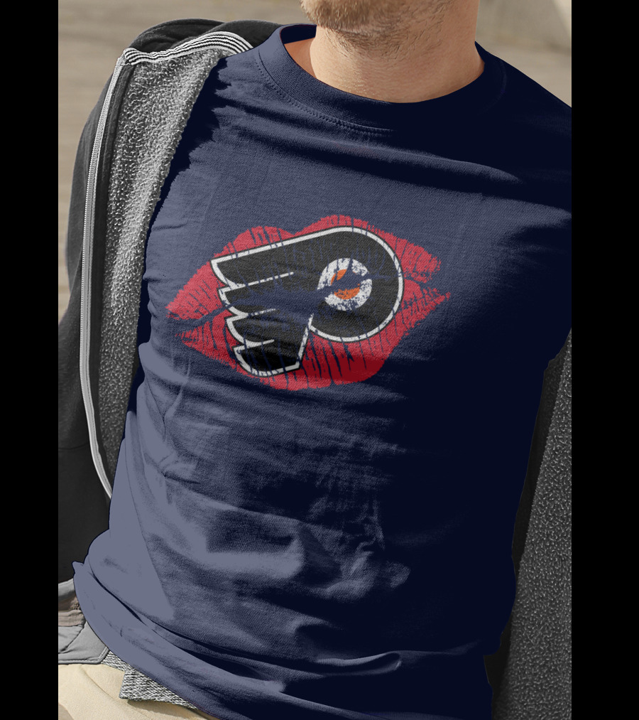 Philadelphia Flyers Logo With Red Lips T-Shirt