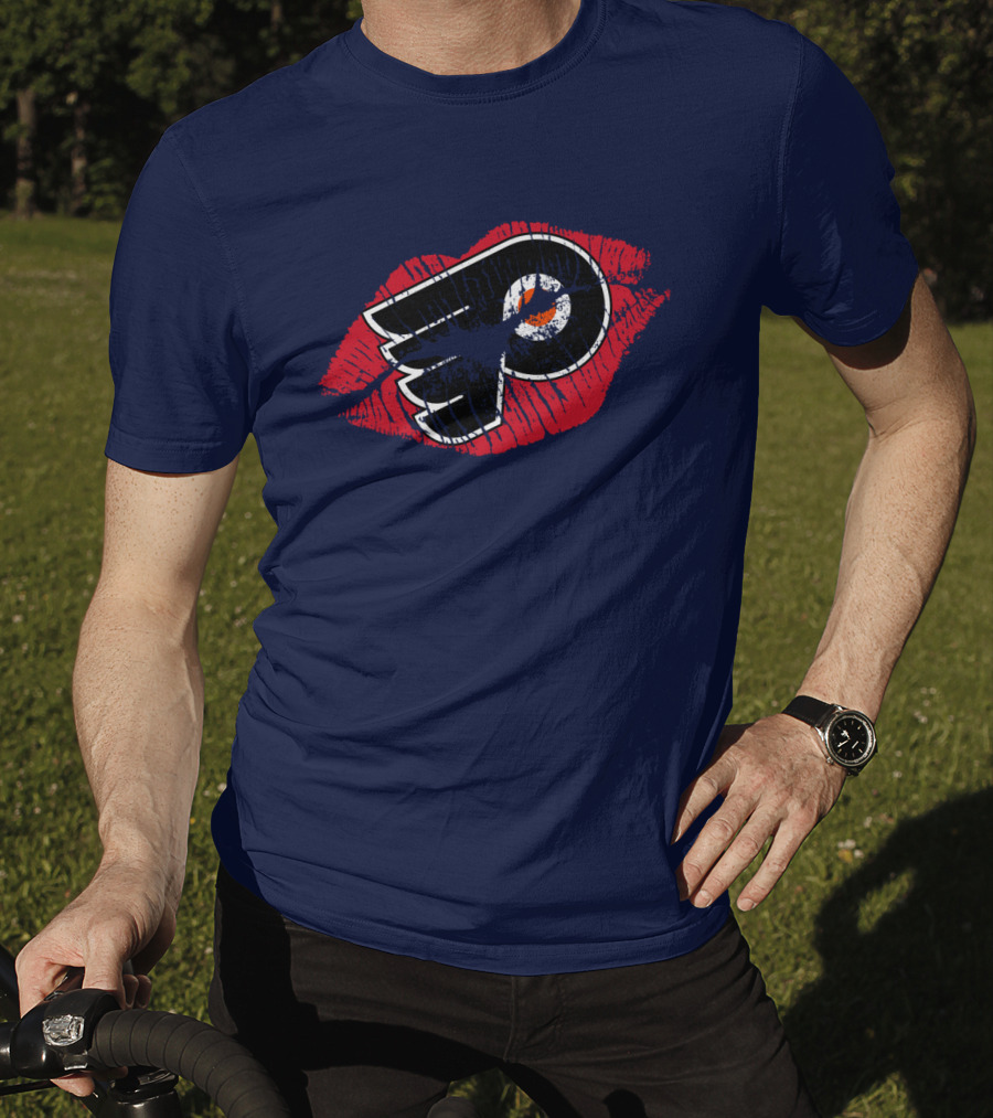 Philadelphia Flyers Logo With Red Lips T-Shirt