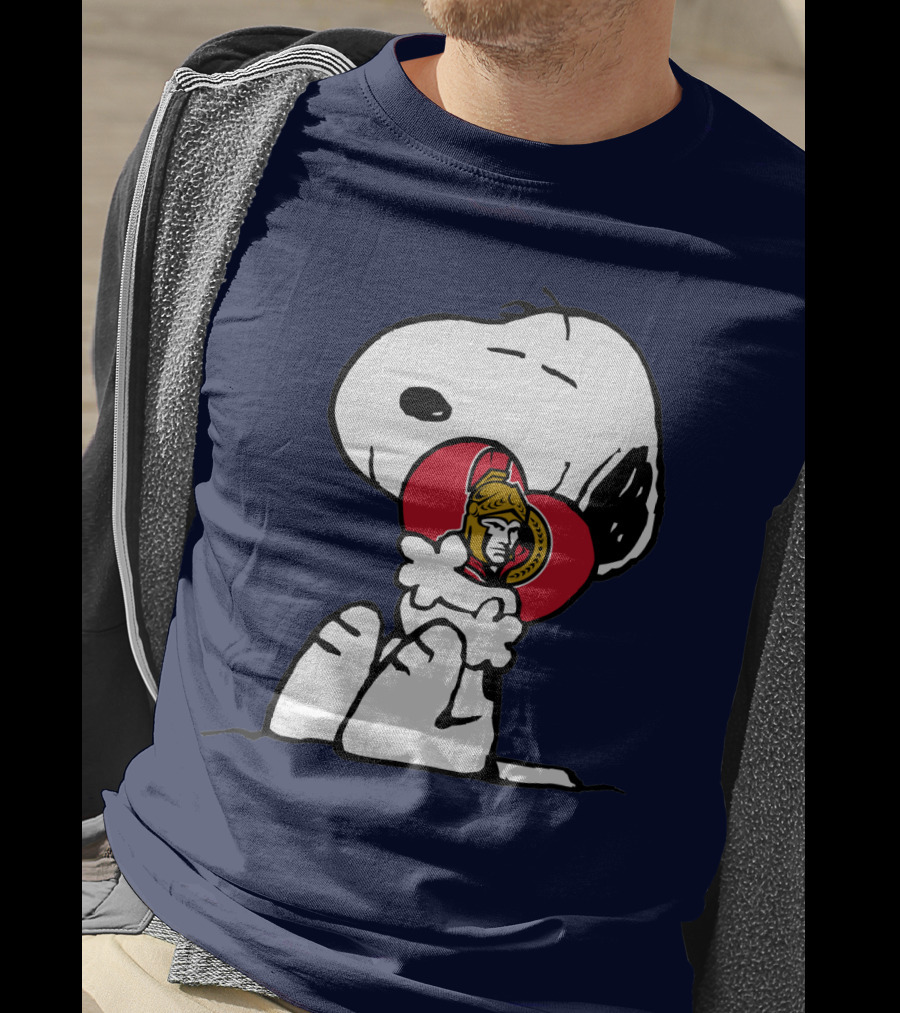 Ottawa Senators Hockey Heart And Snoopy Hug T-Shirt