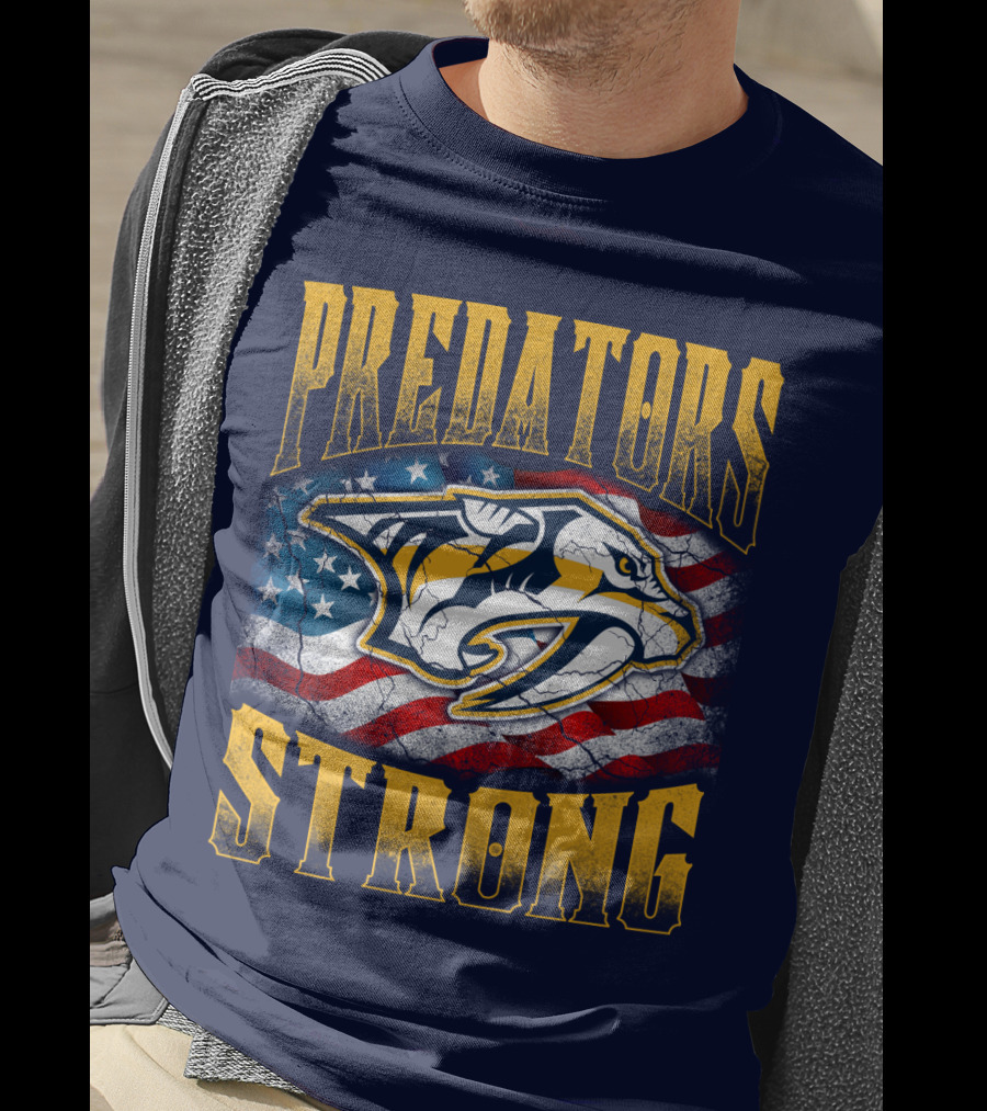 Predators Strong American Flag Nashville Predators T-Shirt