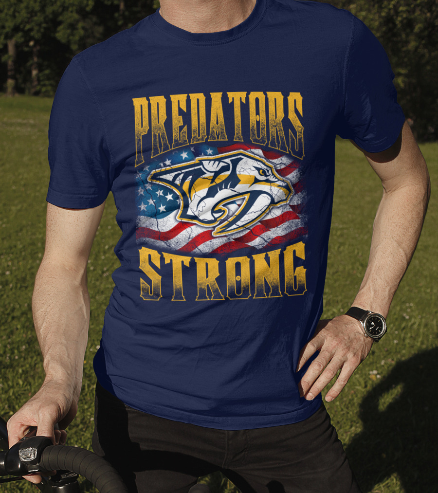 Predators Strong American Flag Nashville Predators T-Shirt