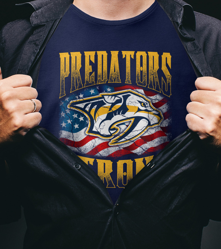 Predators Strong American Flag Nashville Predators T-Shirt