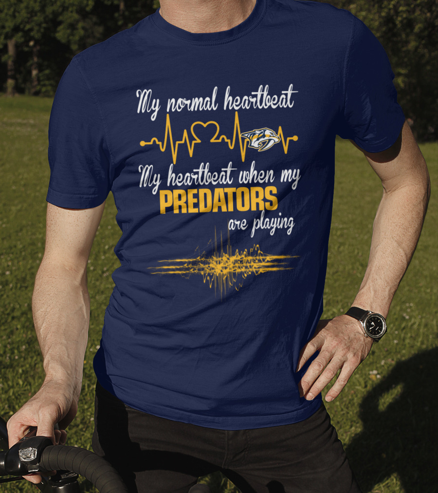 My Normal Heartbeat My Heartbeat When My Predators Are Playing Nashville Predators T-Shirt