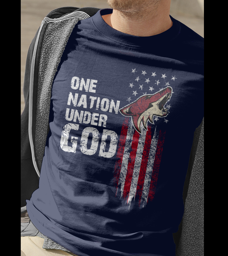 One Nation Under God Arizona Coyotes Usa Flag T-Shirt