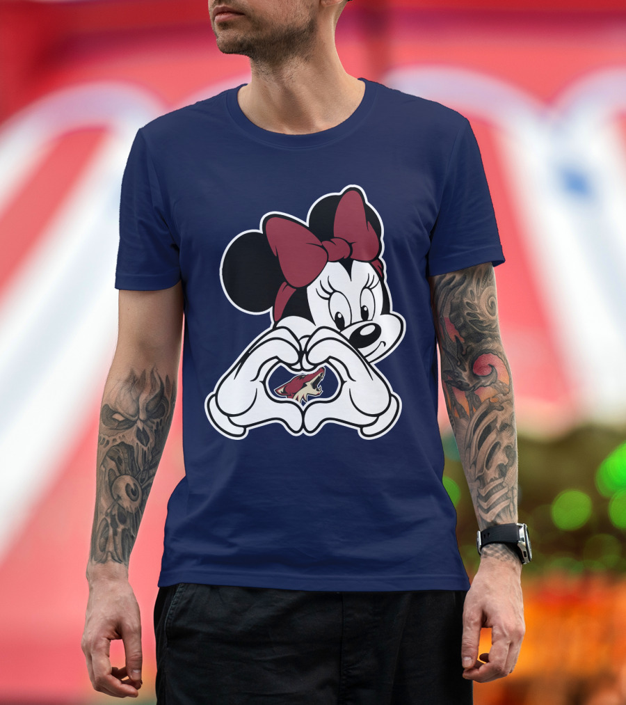 Minnie Mouse Arizona Coyotes Heart Hands T-Shirt